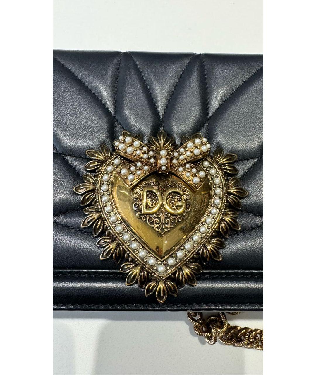 DOLCE&GABBANA Черная кожаная сумка через плечо, фото 3