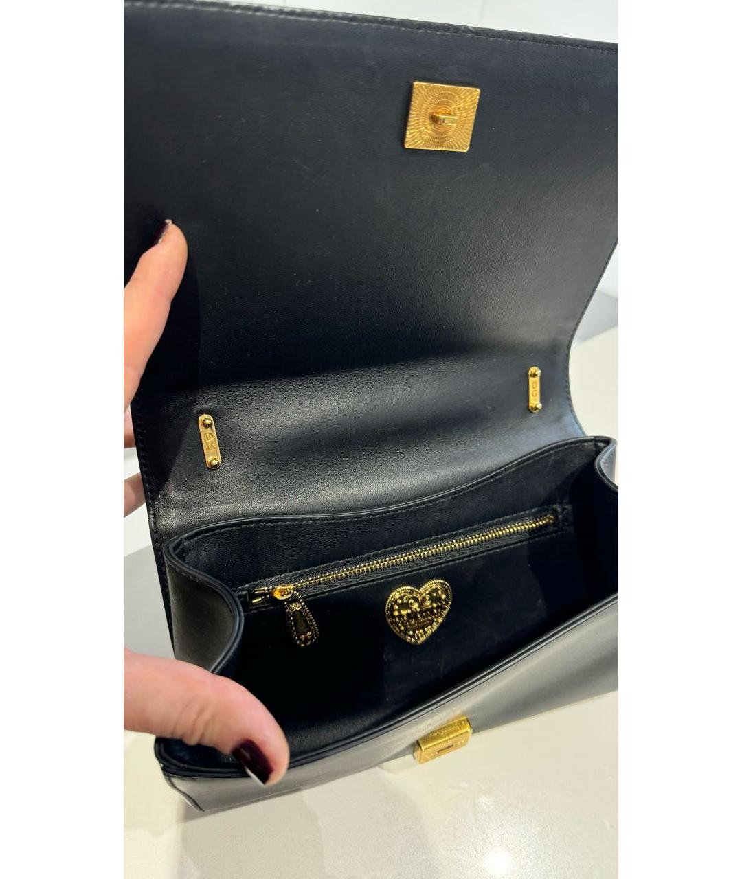 DOLCE&GABBANA Черная кожаная сумка через плечо, фото 4