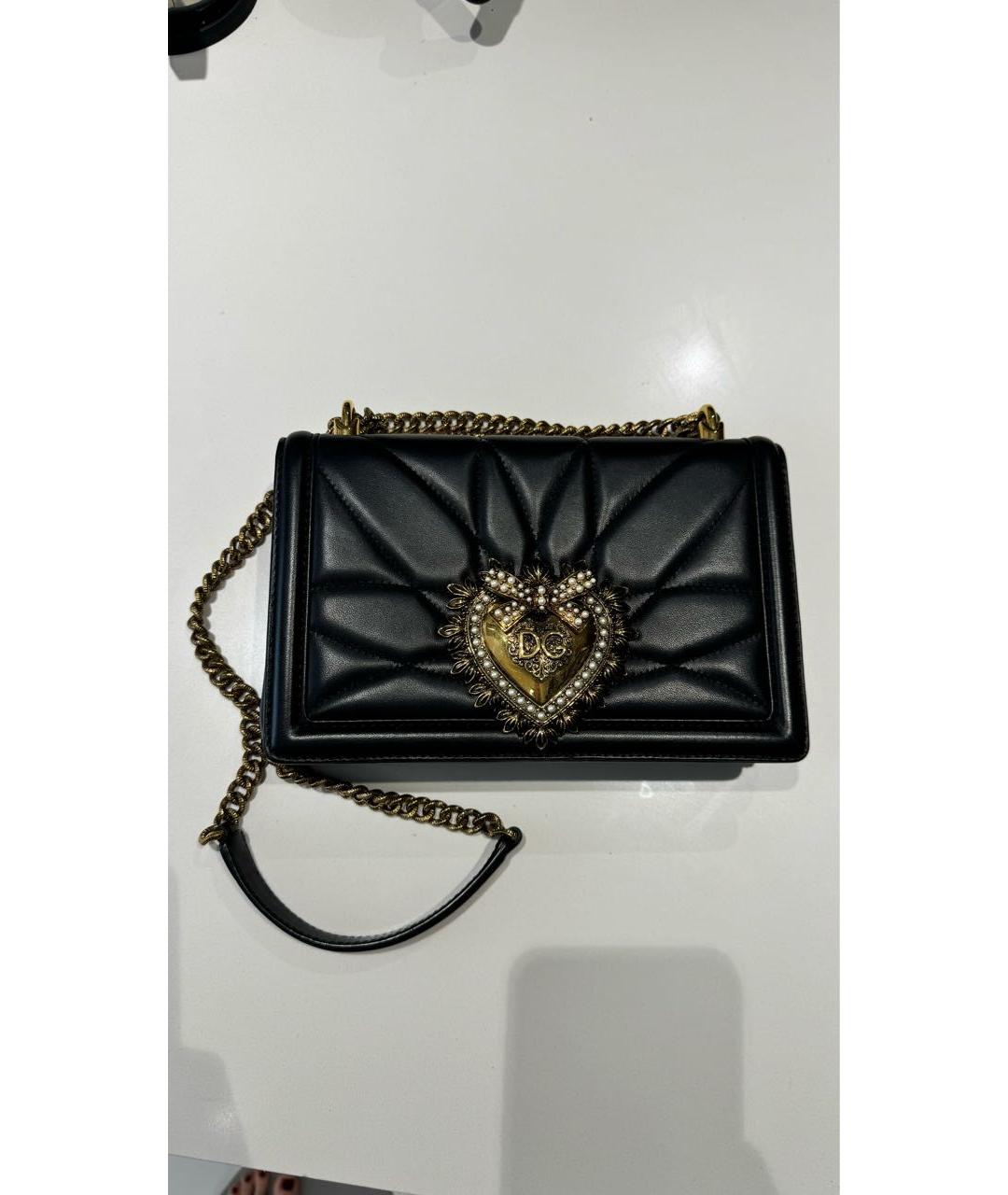 DOLCE&GABBANA Черная кожаная сумка через плечо, фото 5