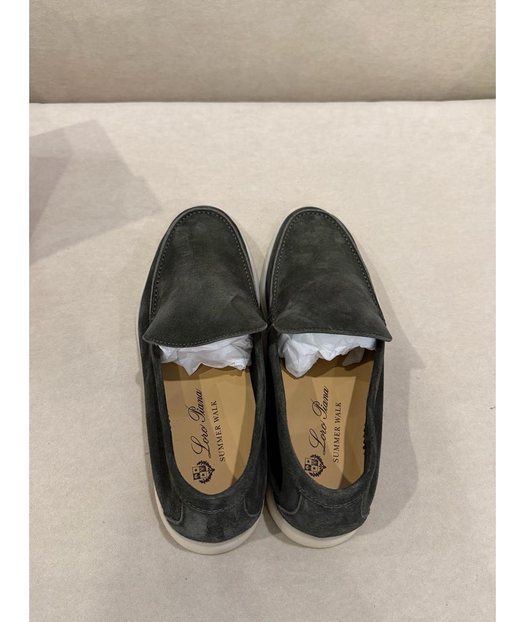 LORO PIANA Зеленые замшевые лоферы, фото 3