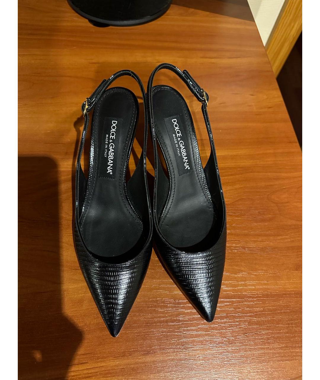 DOLCE&GABBANA Черные кожаные туфли, фото 2