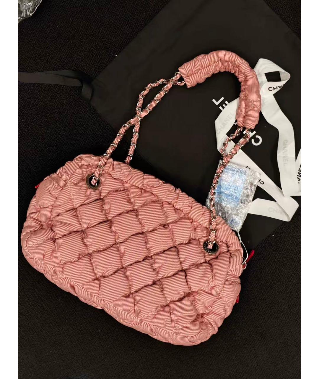 CHANEL Розовая тканевая сумка через плечо, фото 3