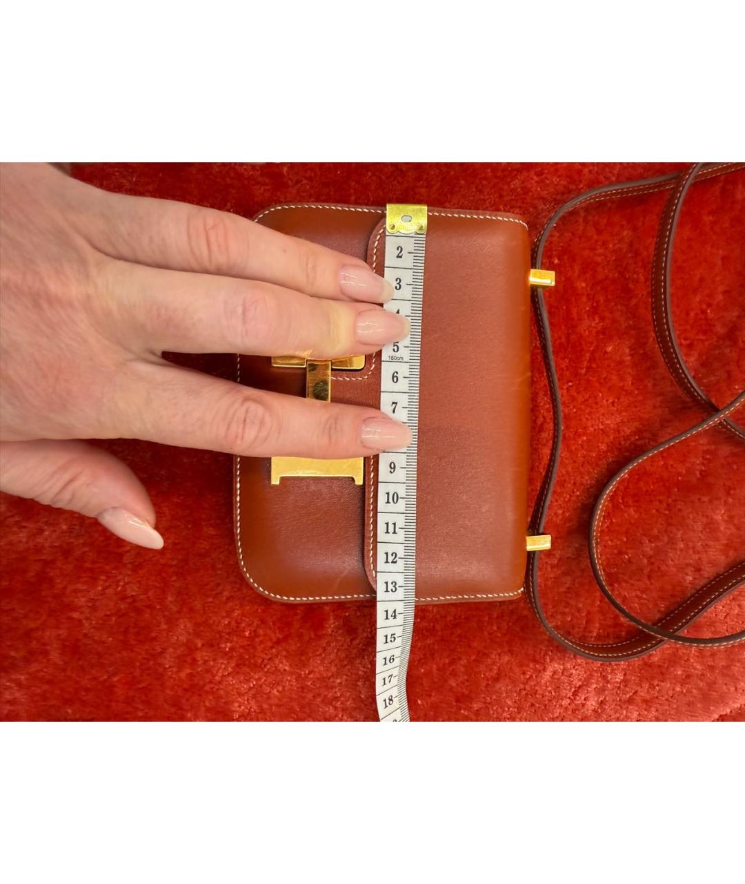 HERMES Коричневая кожаная сумка через плечо, фото 5