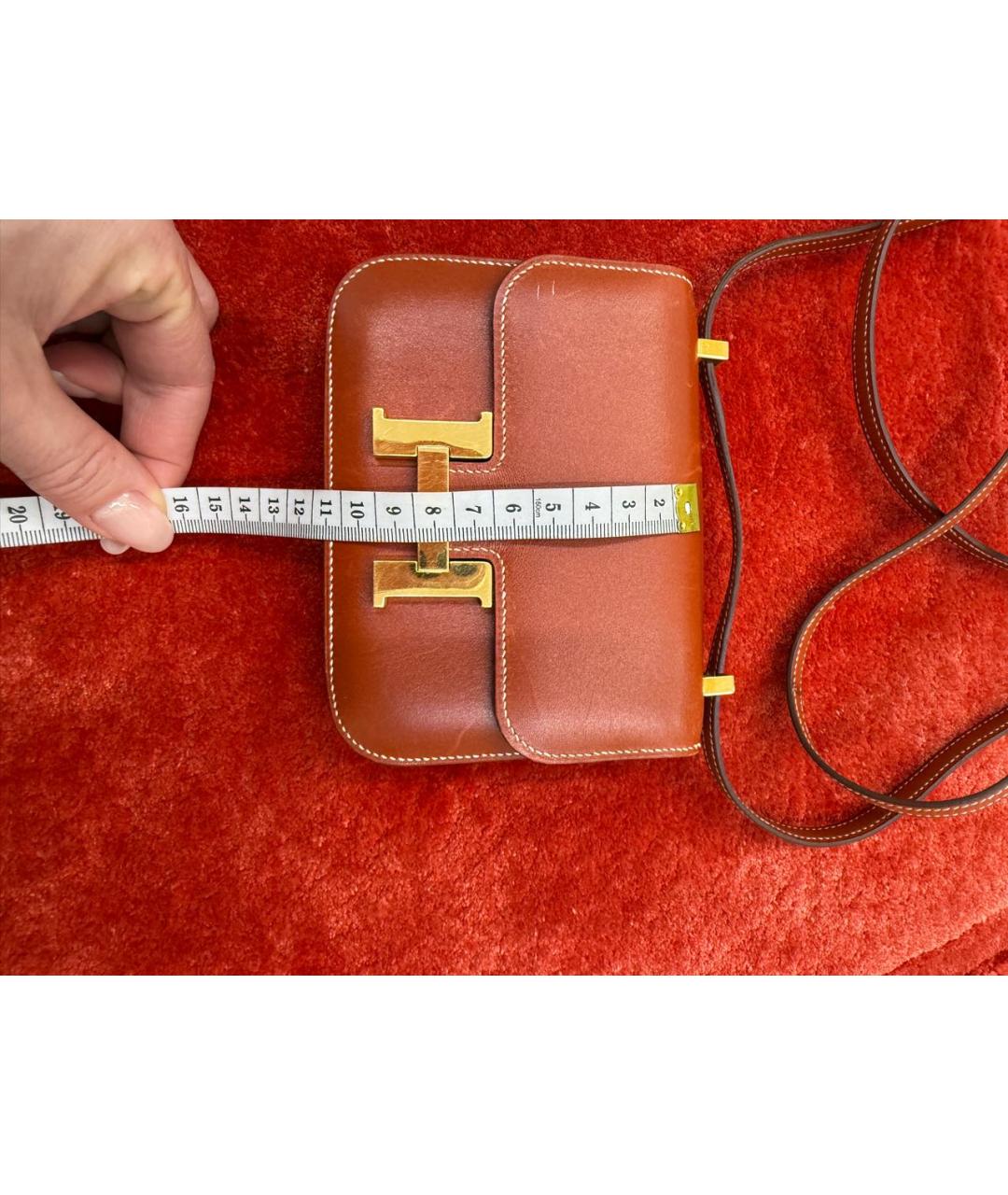 HERMES Коричневая кожаная сумка через плечо, фото 6