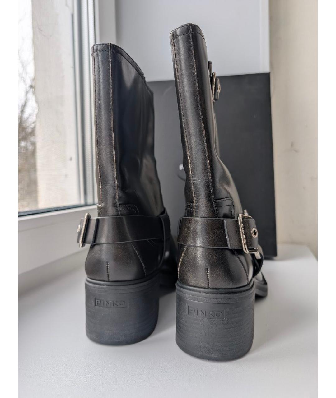 PINKO Коричневые кожаные сапоги, фото 3