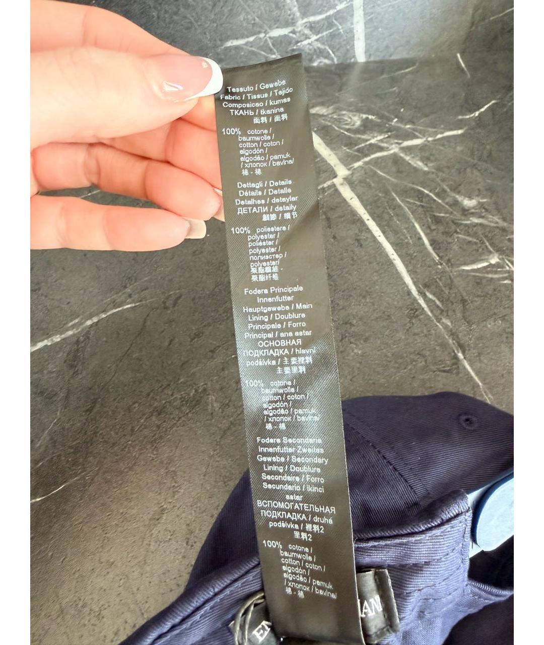 EMPORIO ARMANI Темно-синяя хлопковая кепка/бейсболка, фото 8