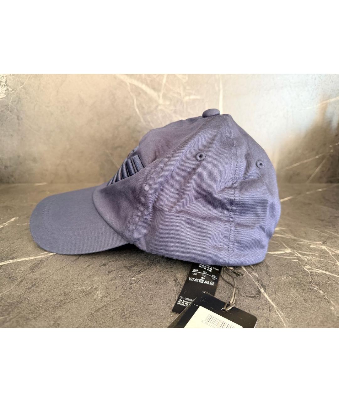 EMPORIO ARMANI Темно-синяя хлопковая кепка/бейсболка, фото 3