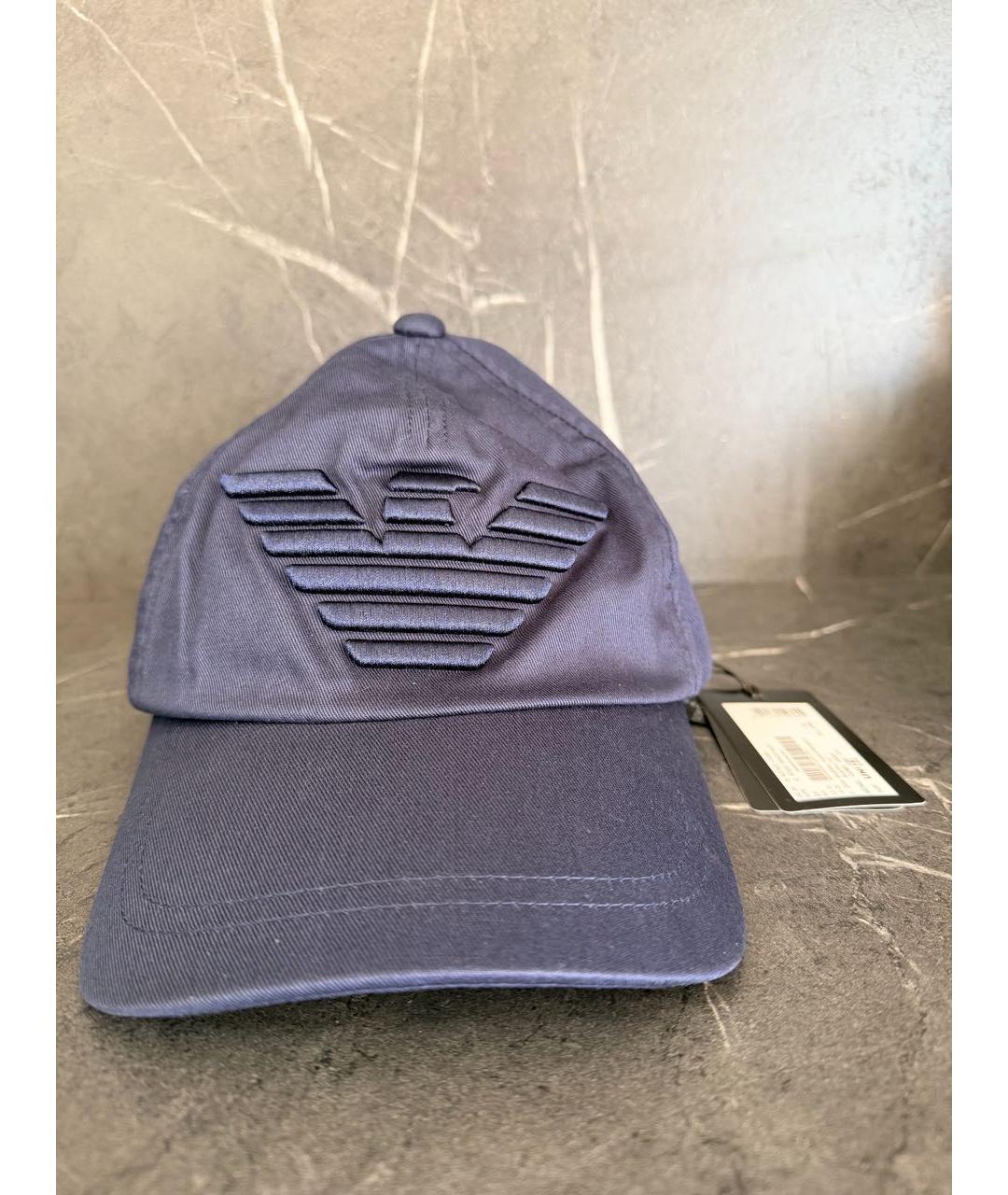 EMPORIO ARMANI Темно-синяя хлопковая кепка/бейсболка, фото 9
