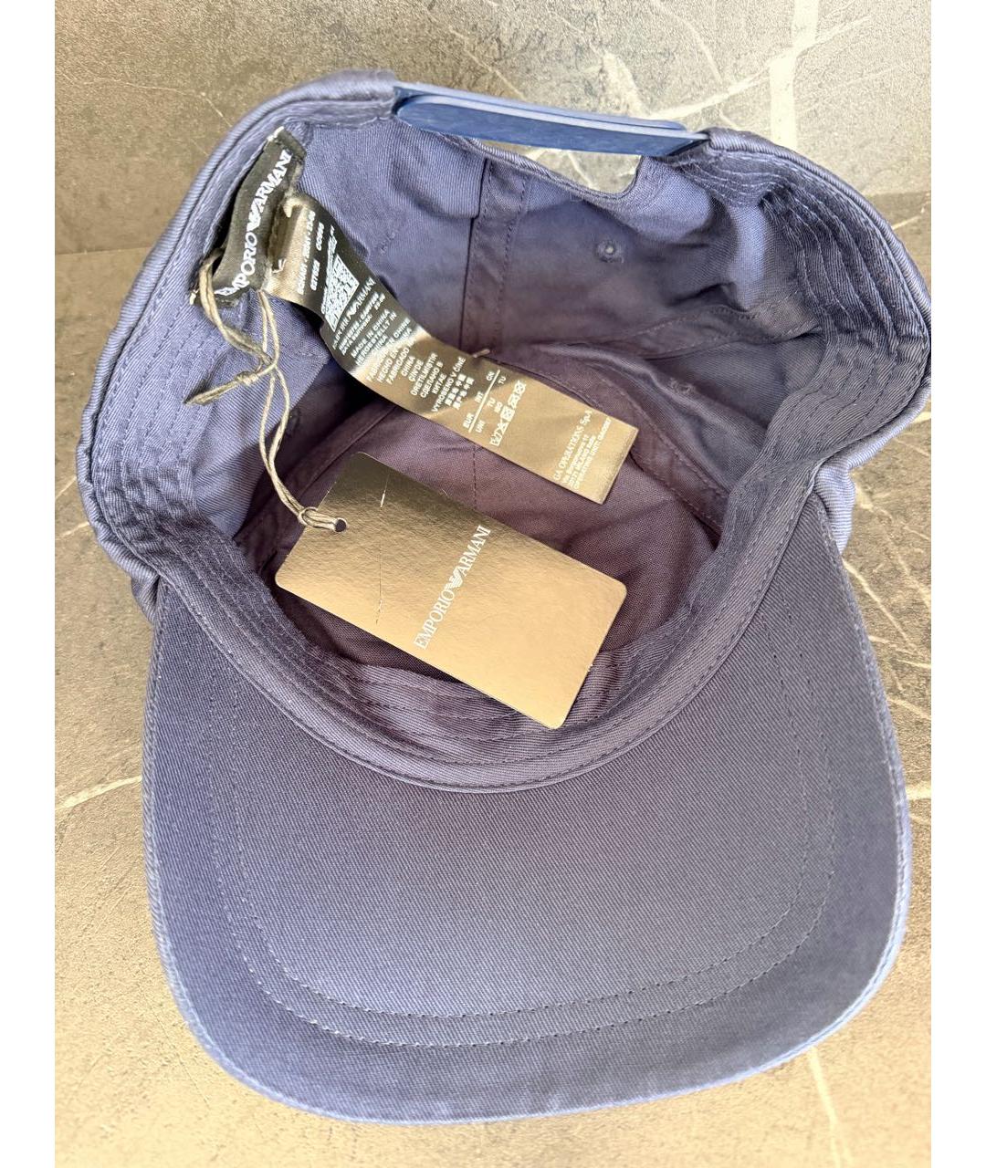 EMPORIO ARMANI Темно-синяя хлопковая кепка/бейсболка, фото 5