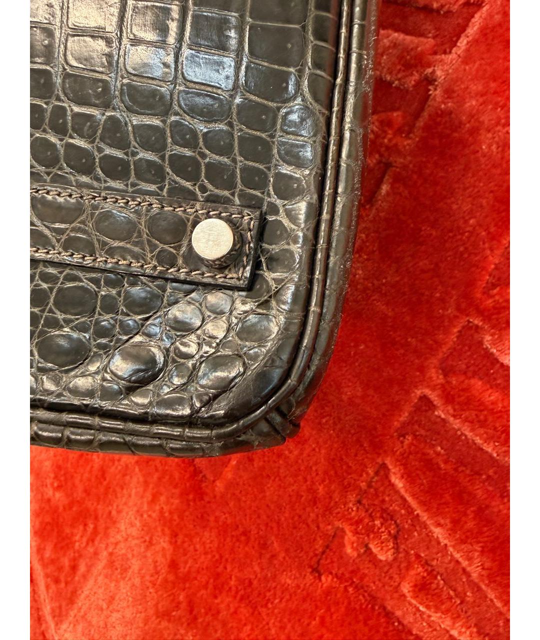 HERMES Серая сумка с короткими ручками из экзотической кожи, фото 7