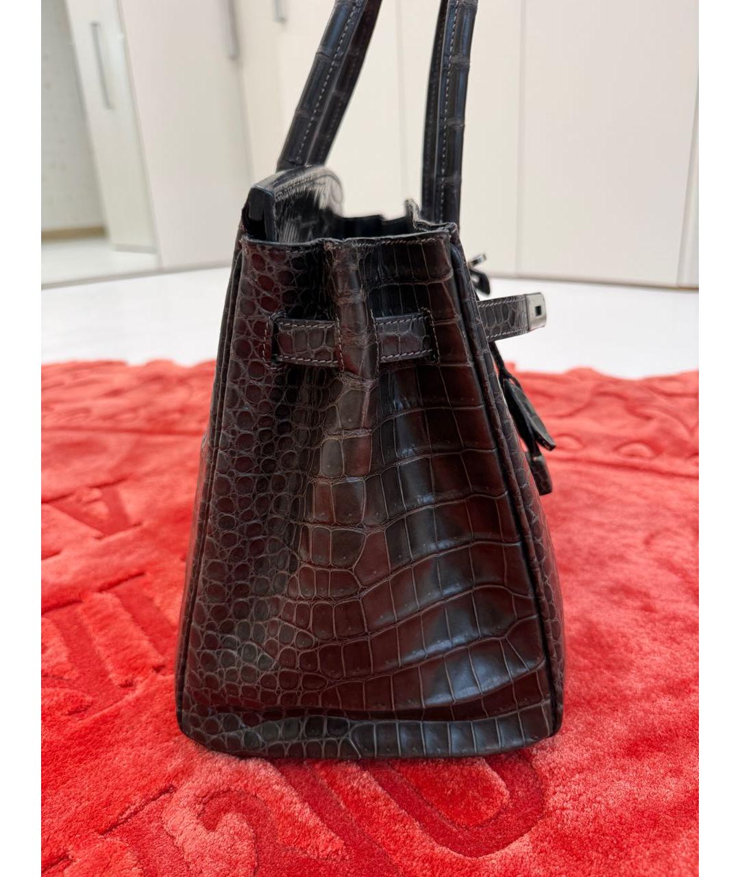 HERMES Серая сумка с короткими ручками из экзотической кожи, фото 3