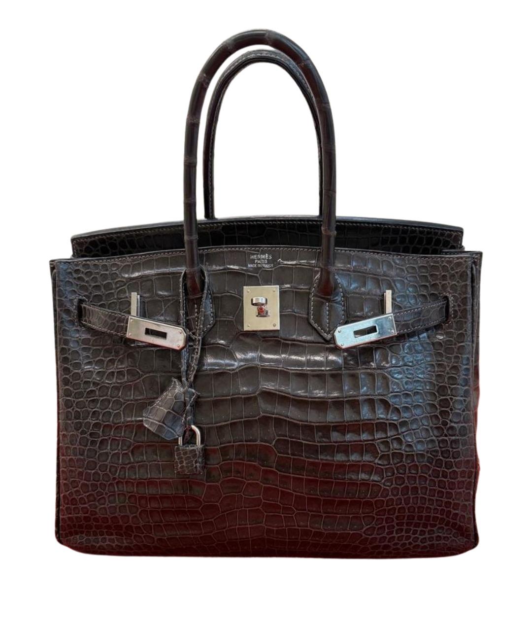 HERMES Серая сумка с короткими ручками из экзотической кожи, фото 1