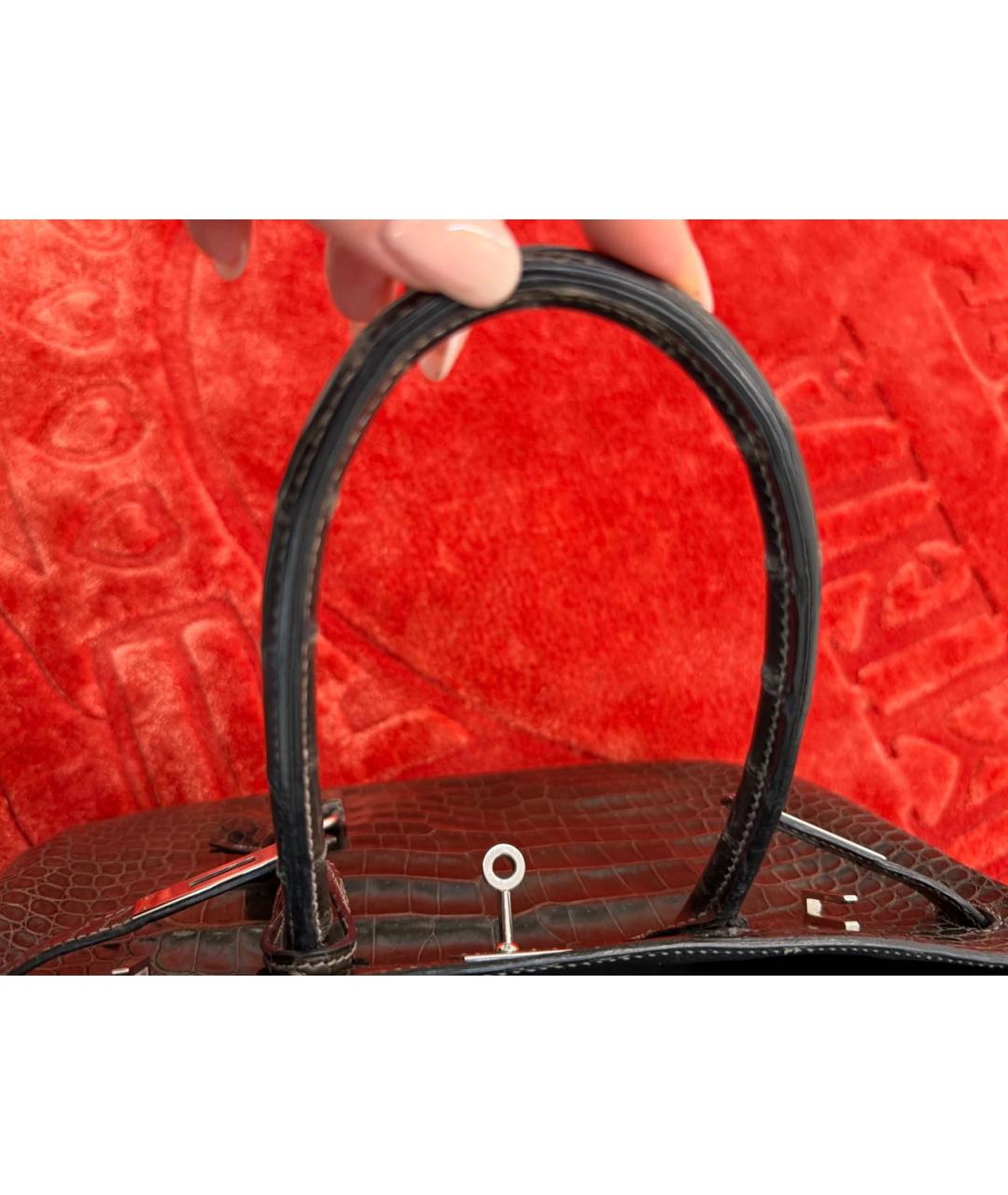 HERMES Серая сумка с короткими ручками из экзотической кожи, фото 6