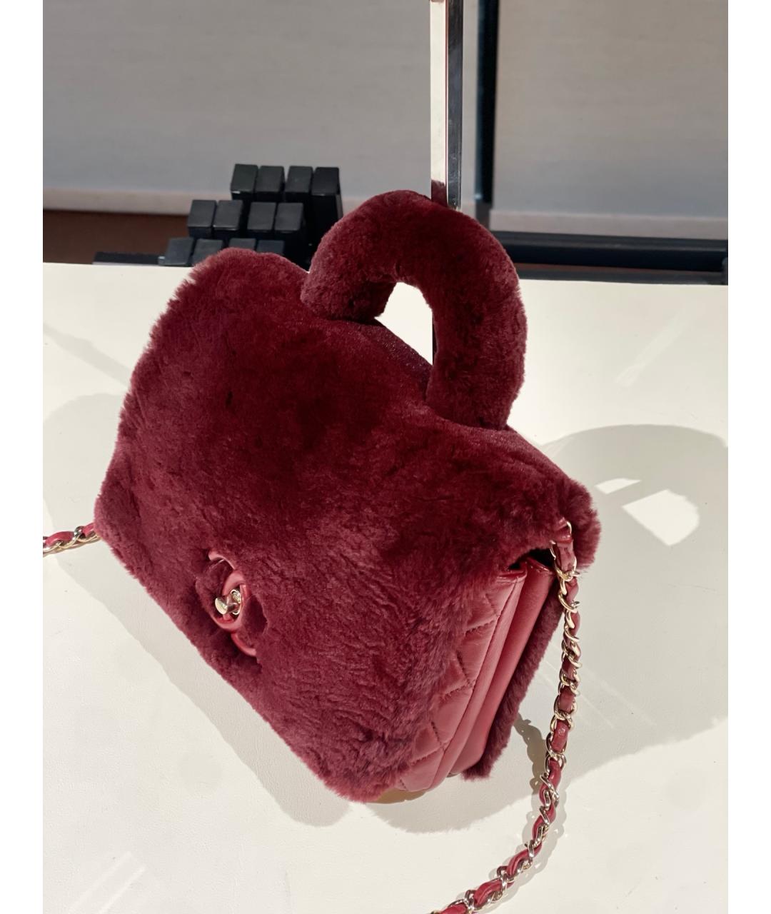 CHANEL Красная кожаная сумка с короткими ручками, фото 9