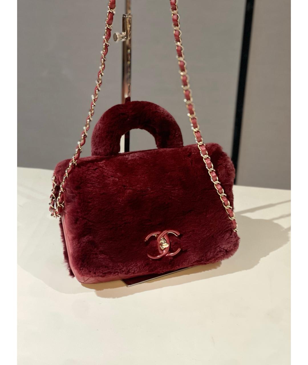 CHANEL Красная кожаная сумка с короткими ручками, фото 7