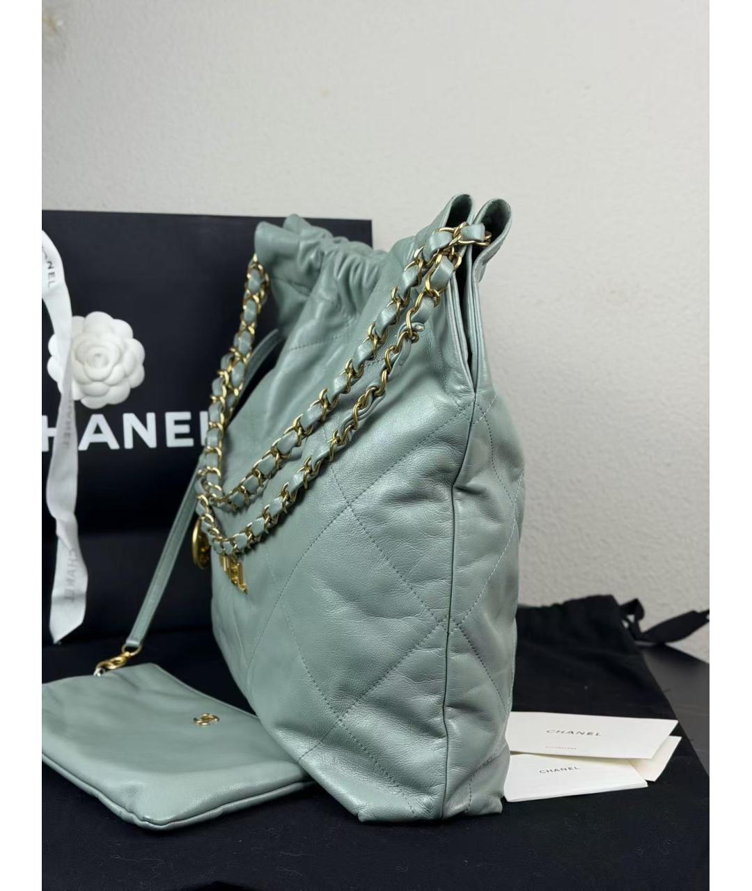 CHANEL Зеленая кожаная сумка тоут, фото 2