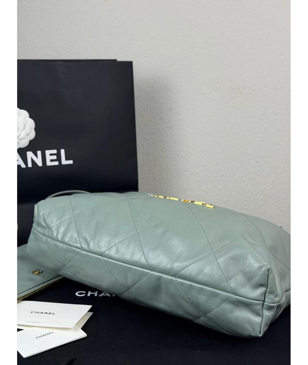 CHANEL Зеленая кожаная сумка тоут, фото 4