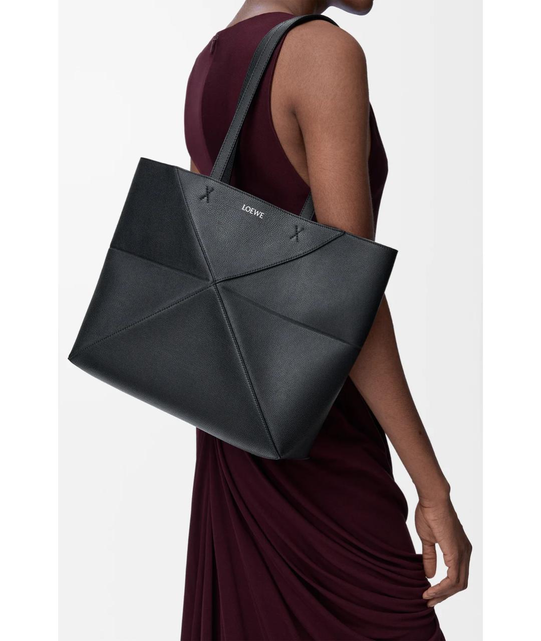 LOEWE Черная кожаная сумка тоут, фото 3