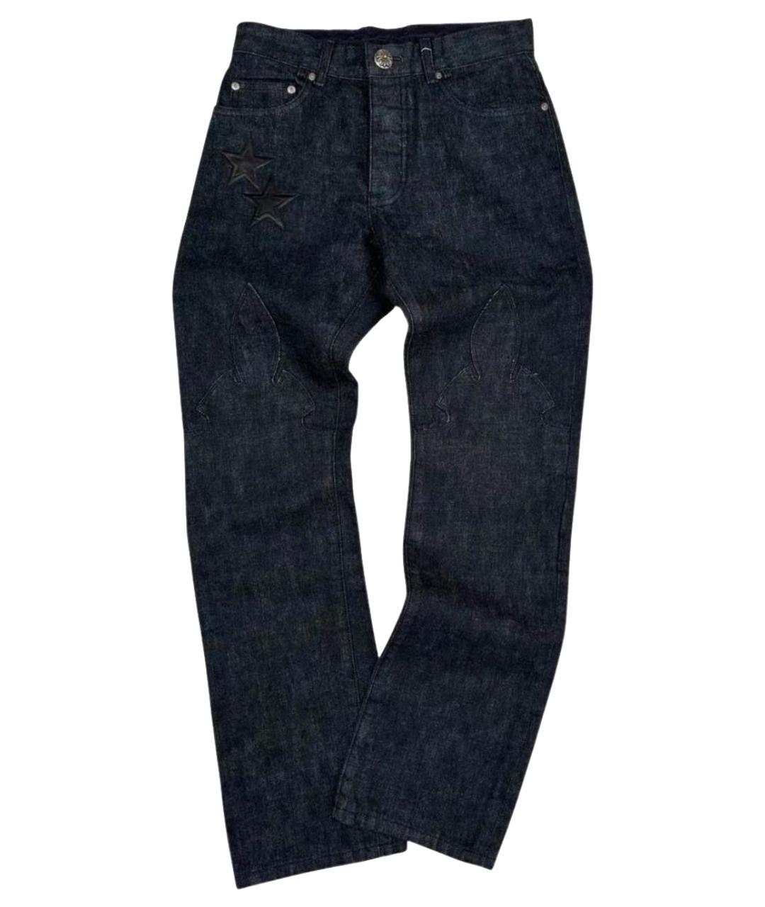 CHROME HEARTS Темно-синие хлопковые прямые джинсы, фото 1