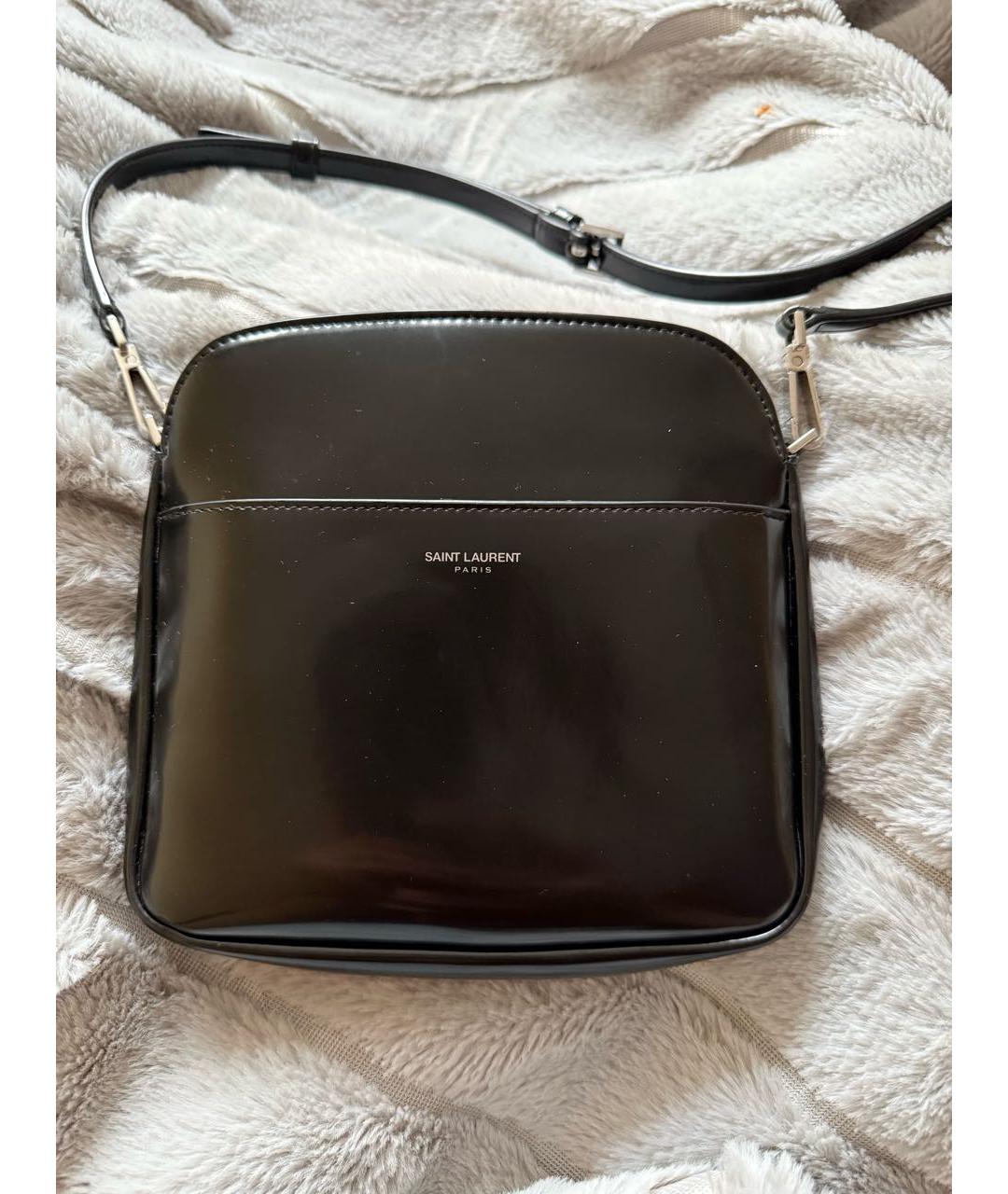 SAINT LAURENT Черная сумка на плечо из лакированной кожи, фото 9