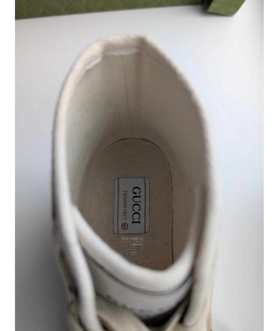 GUCCI Бежевые текстильные высокие кроссовки / кеды, фото 5