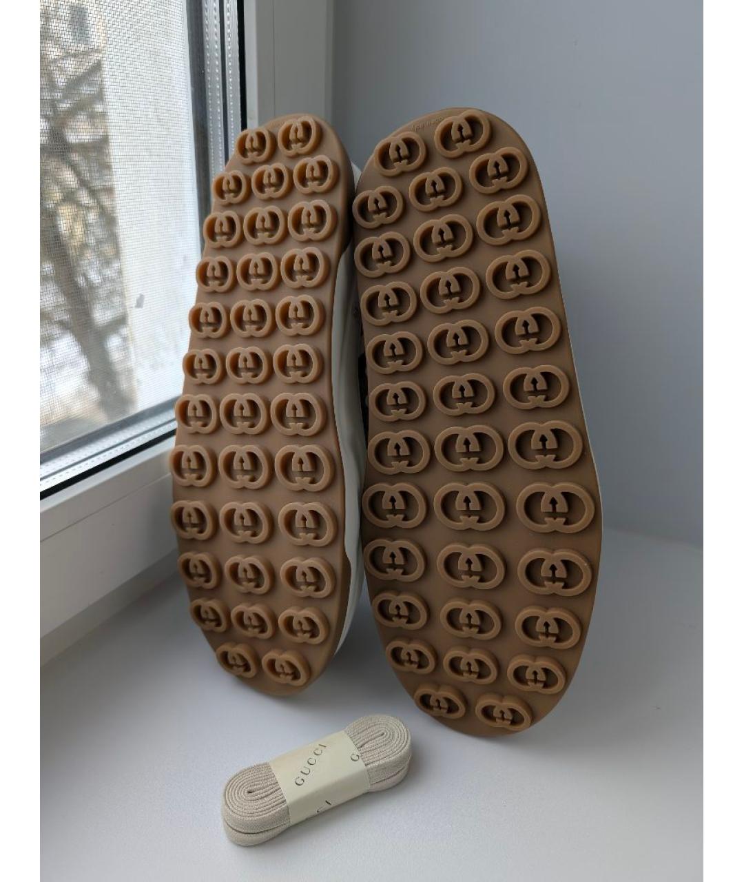 GUCCI Бежевые текстильные высокие кроссовки / кеды, фото 4