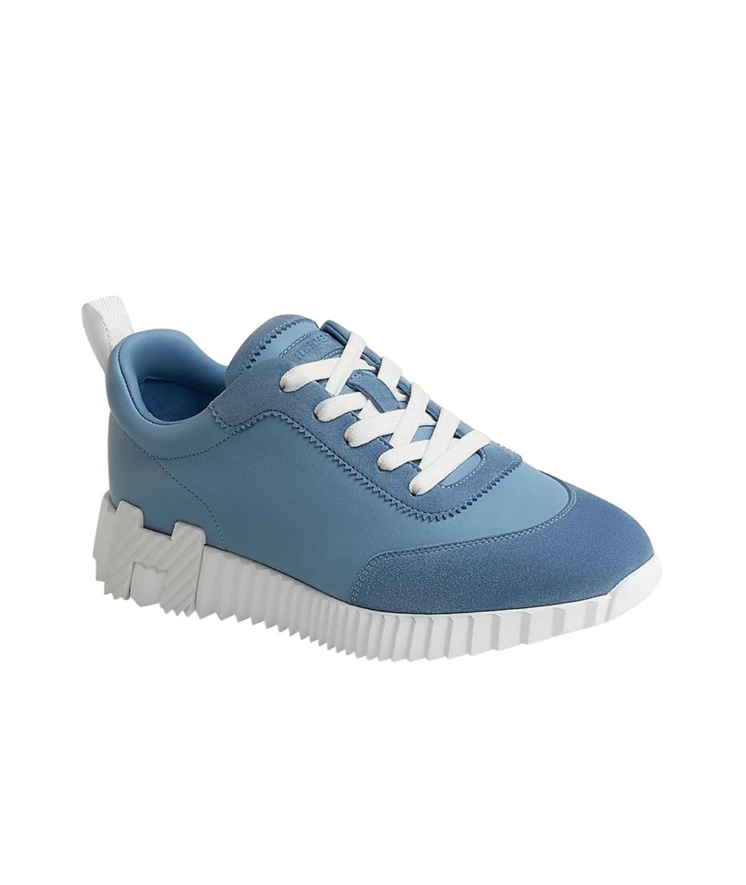 HERMES Голубые кожаные кроссовки, фото 10