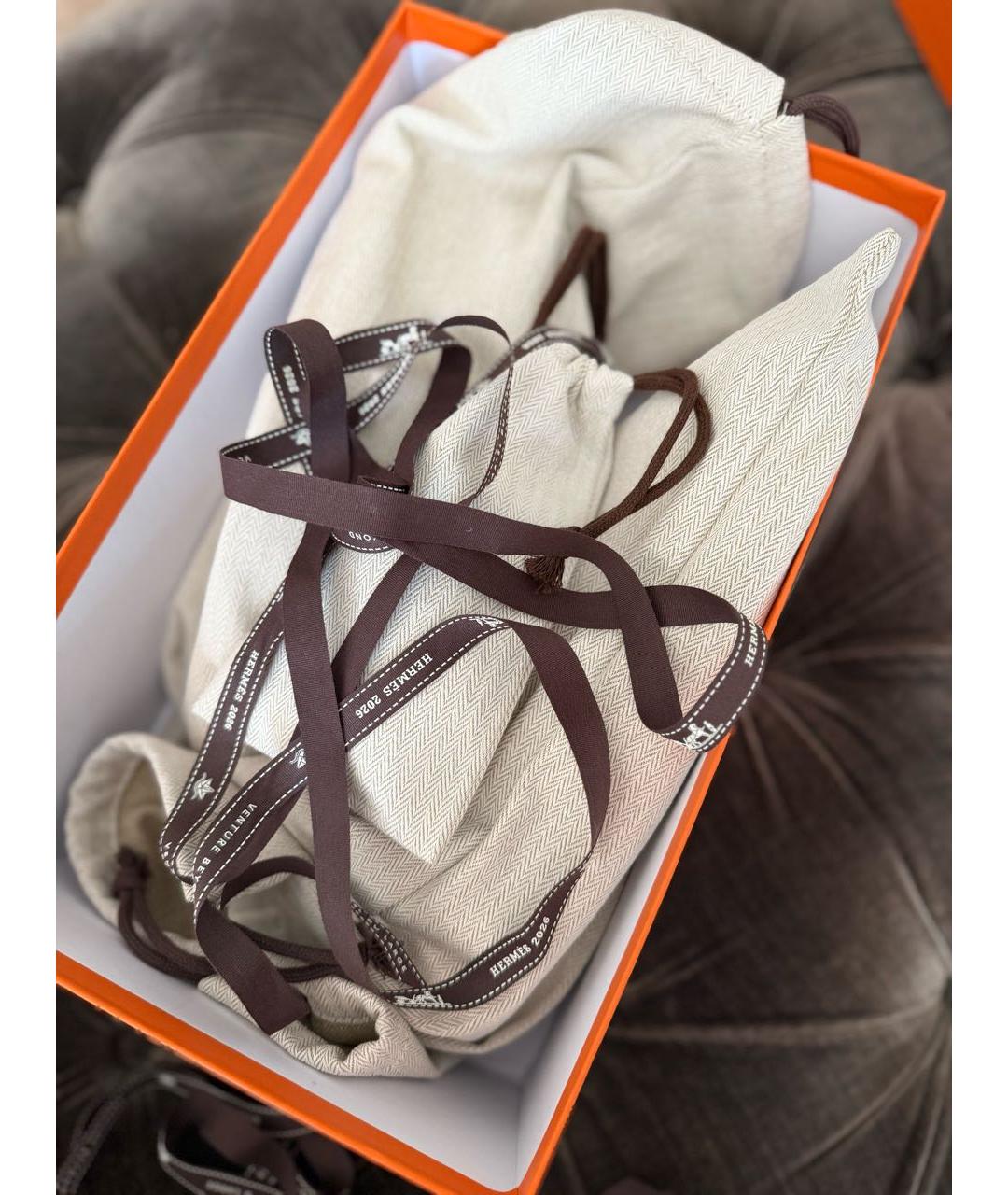 HERMES Голубые кожаные кроссовки, фото 6