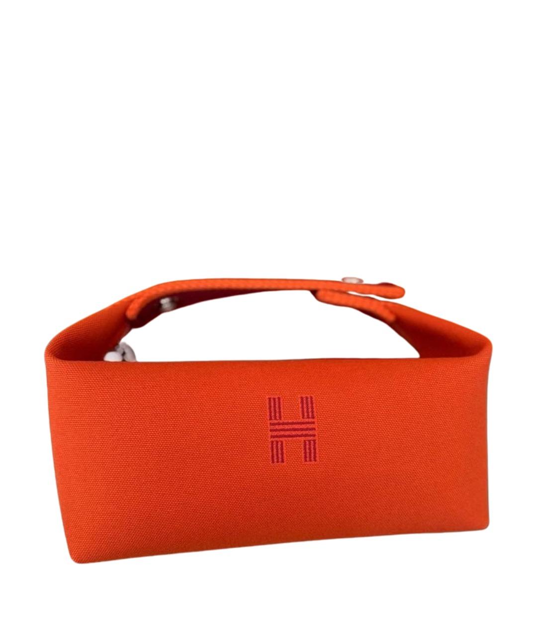 HERMES Оранжевая хлопковая косметичка, фото 1