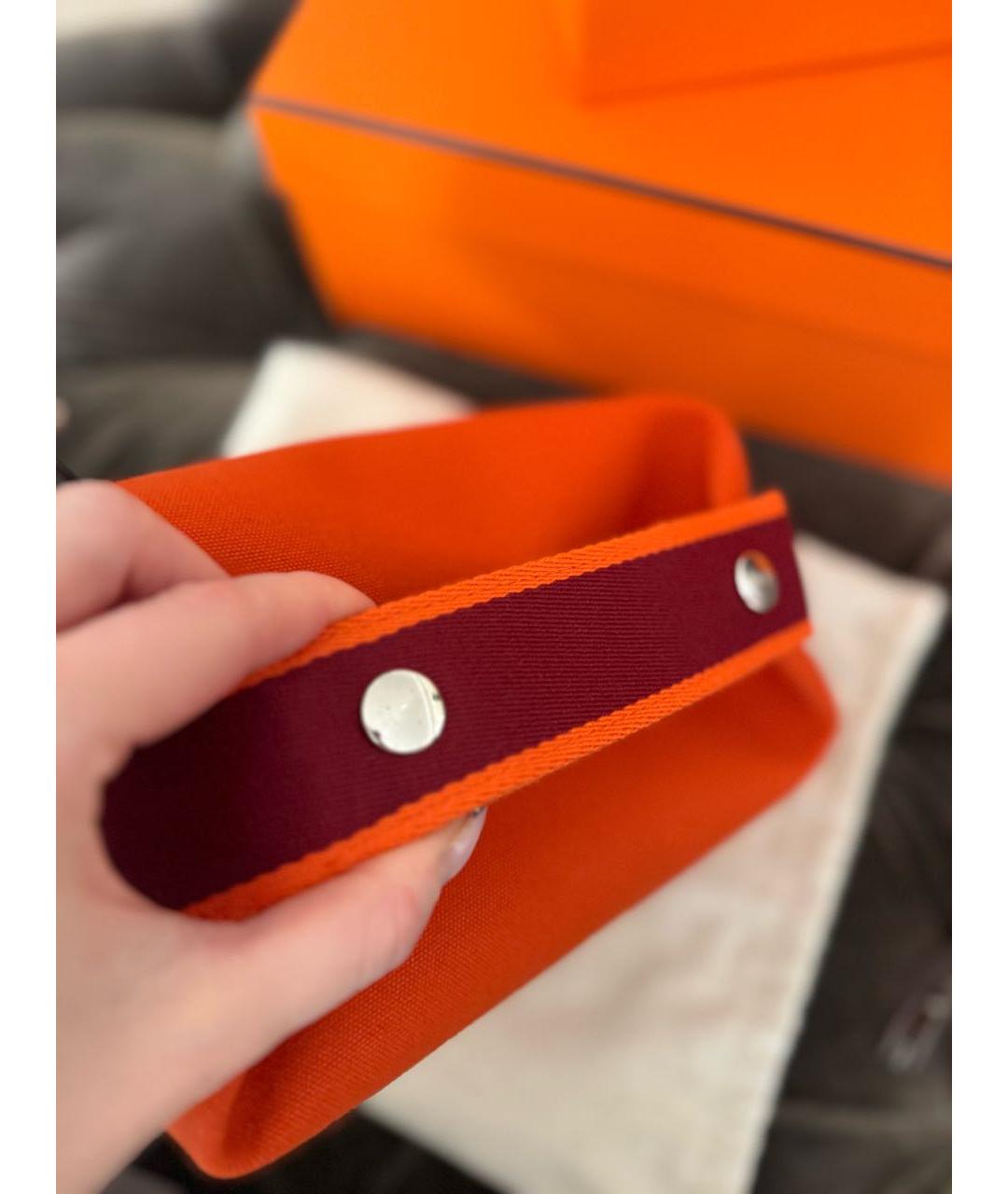 HERMES Оранжевая хлопковая косметичка, фото 4