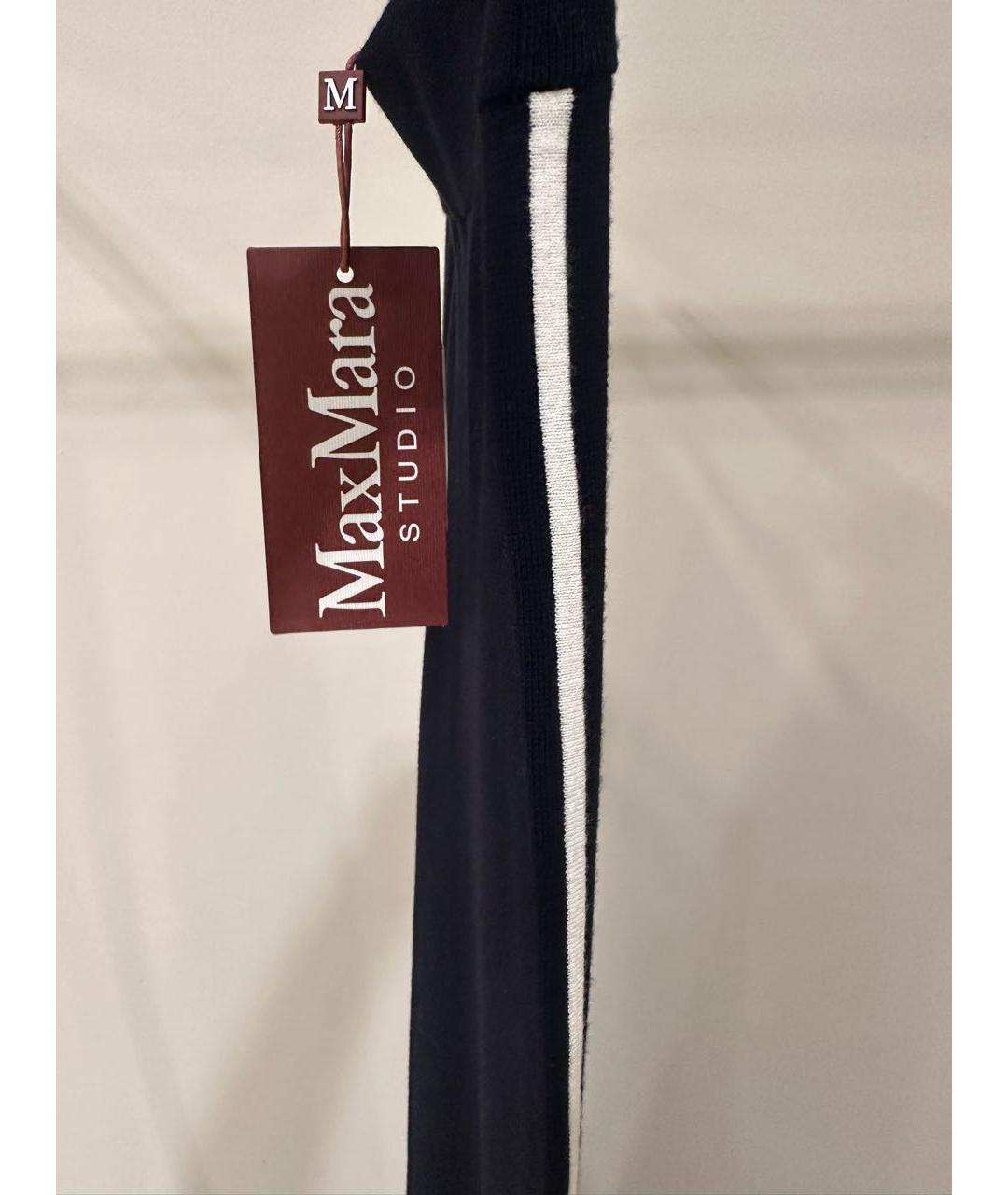 MAX MARA STUDIO Темно-синие вискозные брюки широкие, фото 4