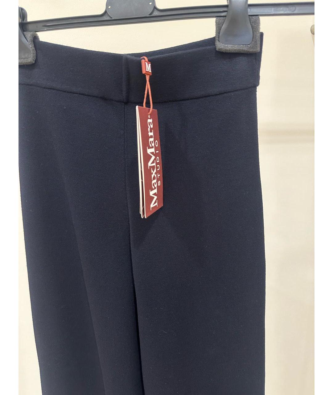 MAX MARA STUDIO Темно-синие вискозные брюки широкие, фото 3