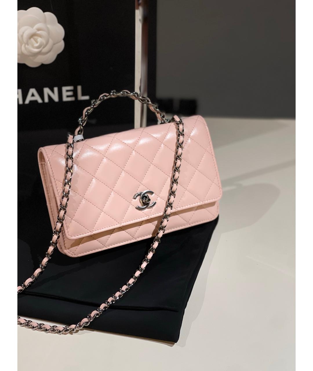 CHANEL Розовая кожаная сумка через плечо, фото 2