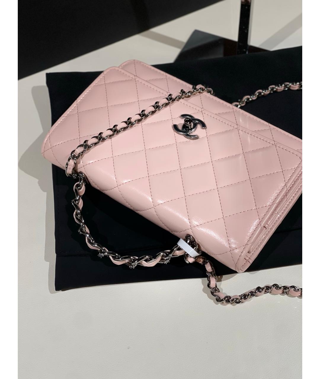 CHANEL Розовая кожаная сумка через плечо, фото 6
