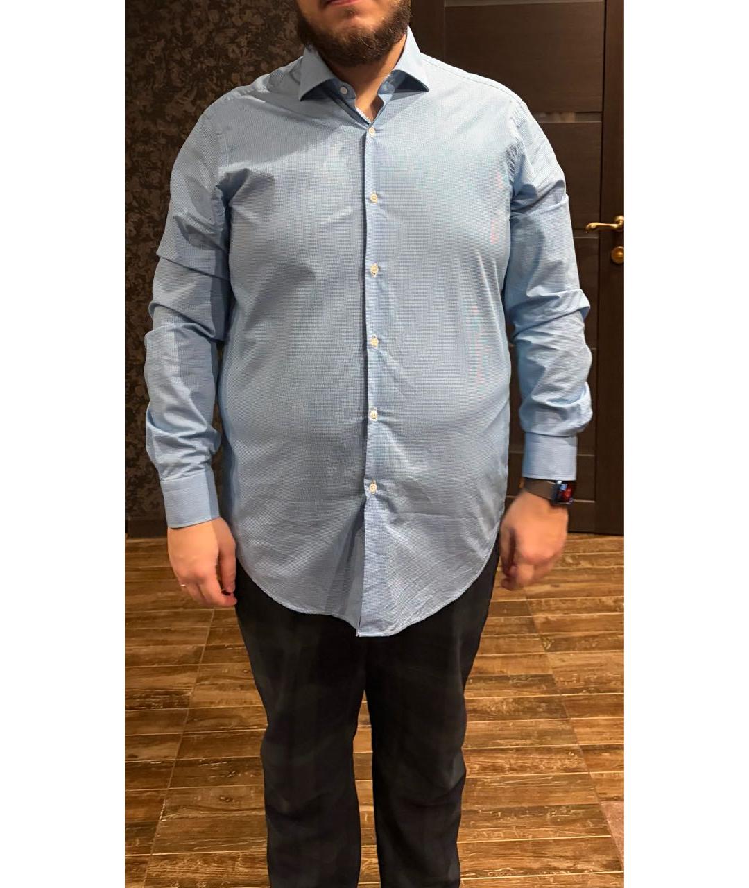 PAL ZILERI Голубая хлопковая кэжуал рубашка, фото 7