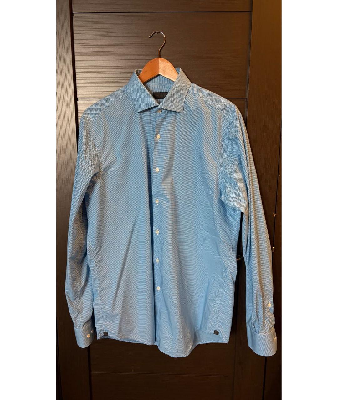 PAL ZILERI Голубая хлопковая кэжуал рубашка, фото 8