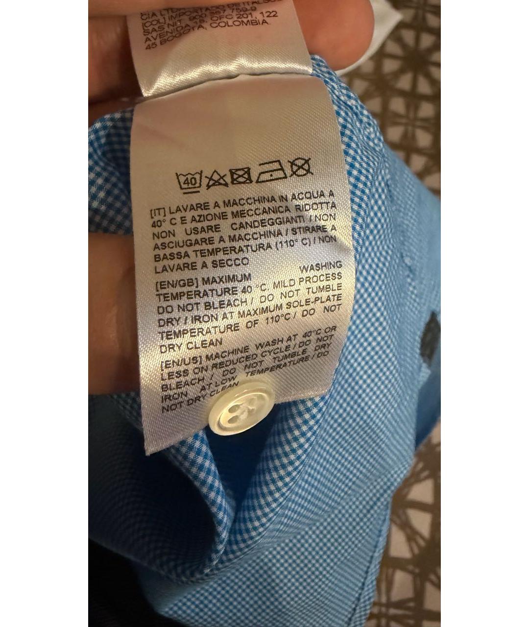 PAL ZILERI Голубая хлопковая кэжуал рубашка, фото 6