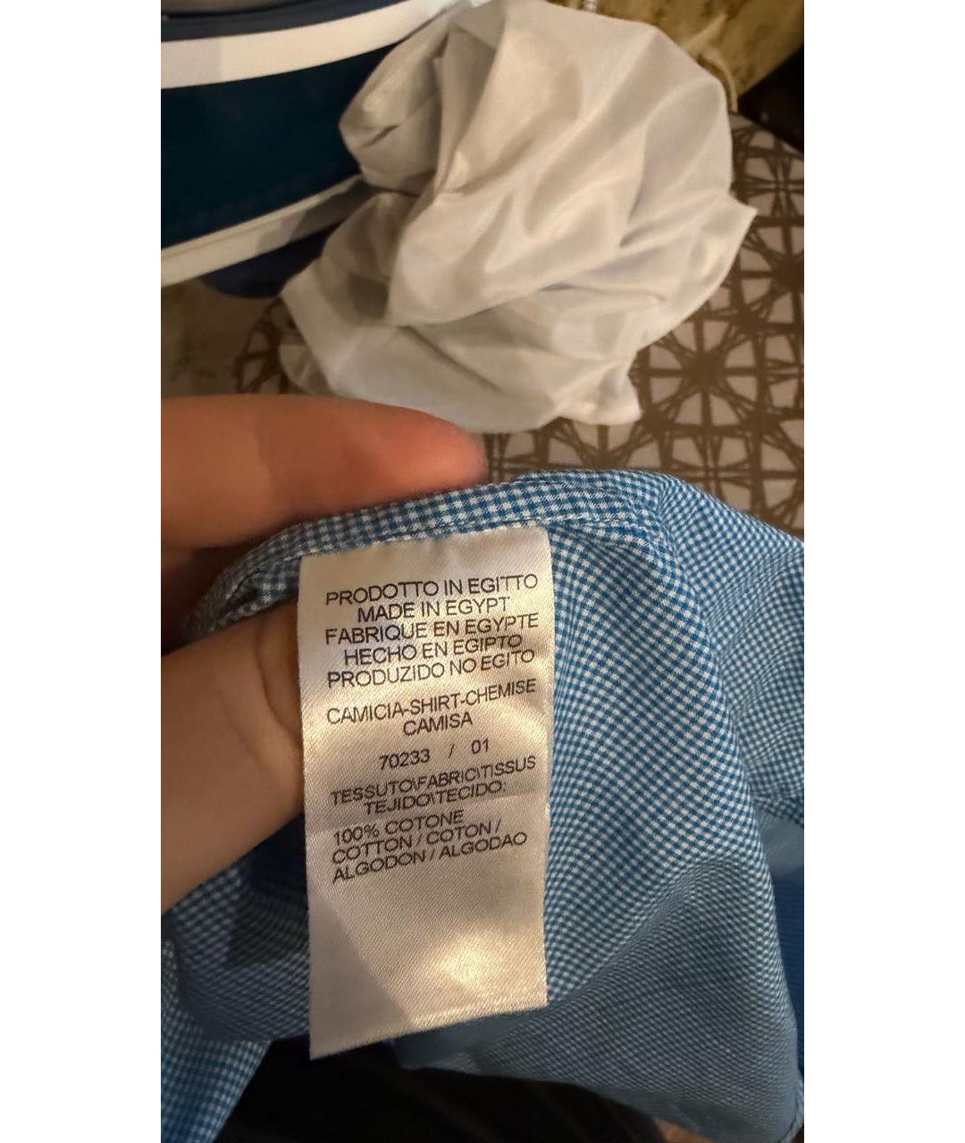 PAL ZILERI Голубая хлопковая кэжуал рубашка, фото 5