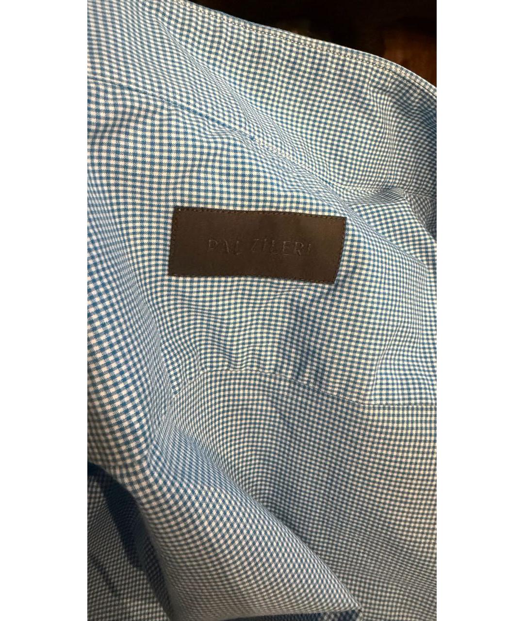 PAL ZILERI Голубая хлопковая кэжуал рубашка, фото 4