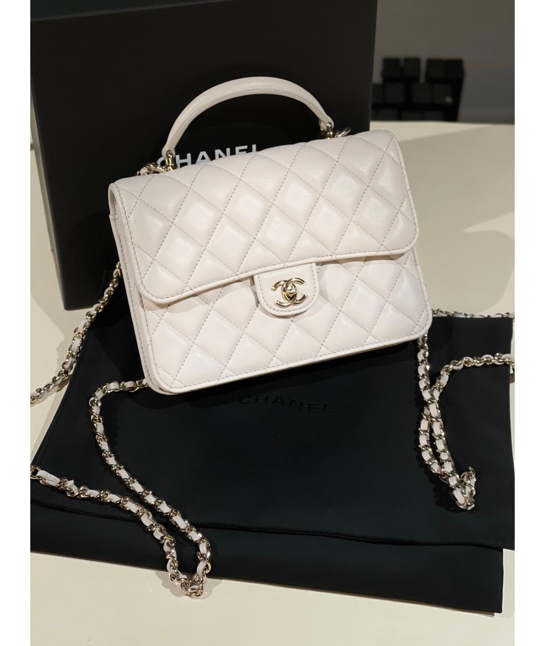 CHANEL Серая кожаная сумка через плечо, фото 5