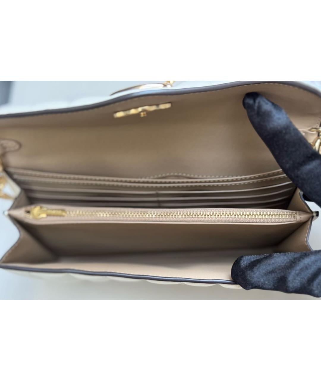 COACH Бежевая кожаная сумка через плечо, фото 5