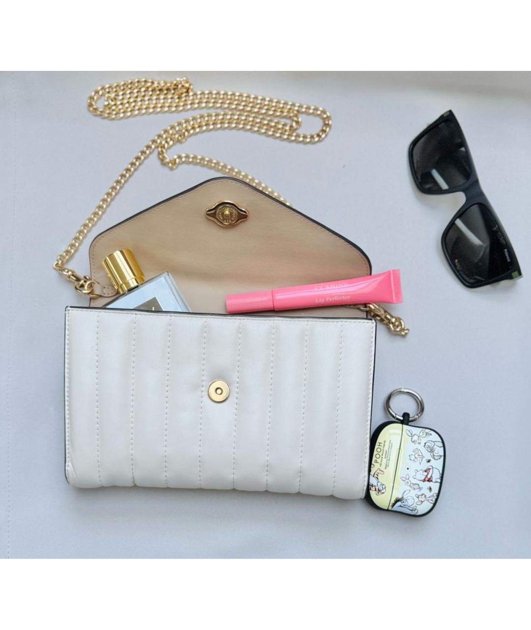 COACH Бежевая кожаная сумка через плечо, фото 3