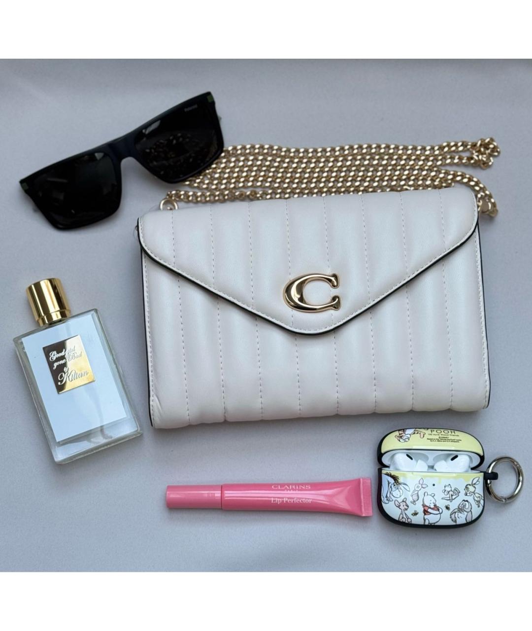 COACH Бежевая кожаная сумка через плечо, фото 2