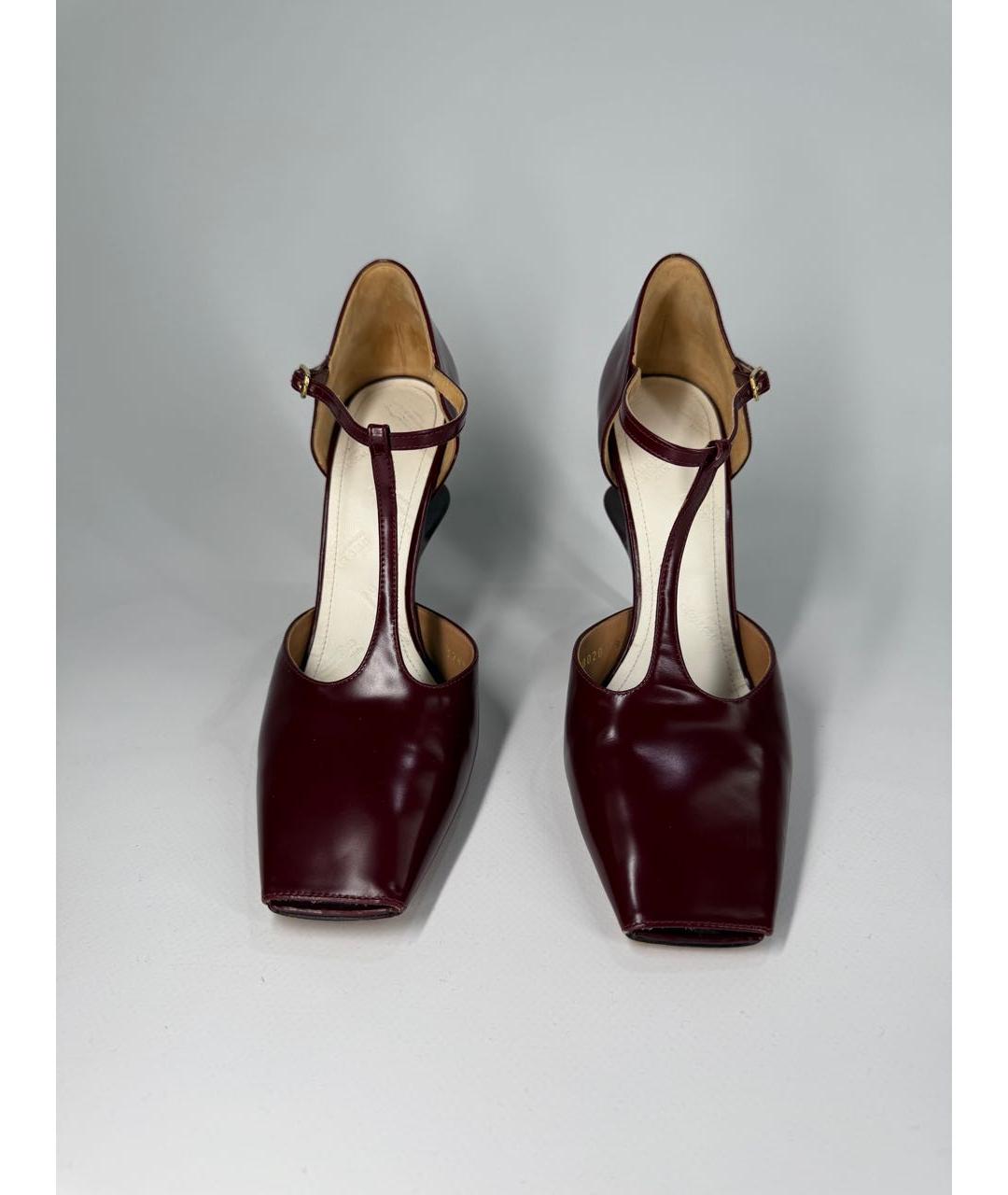 MAISON MARGIELA Бордовые кожаные туфли, фото 8