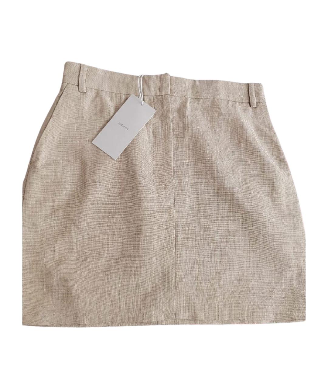 12 STOREEZ Бежевая вискозная юбка мини, фото 1