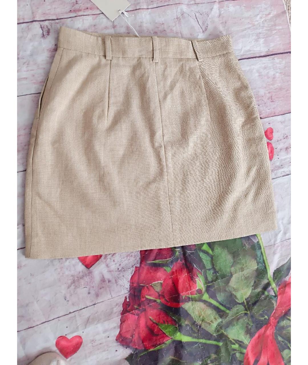 12 STOREEZ Бежевая вискозная юбка мини, фото 2