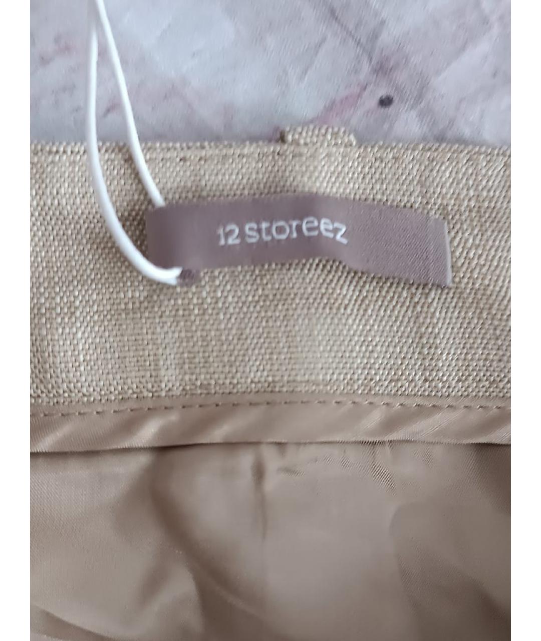 12 STOREEZ Бежевая вискозная юбка мини, фото 3
