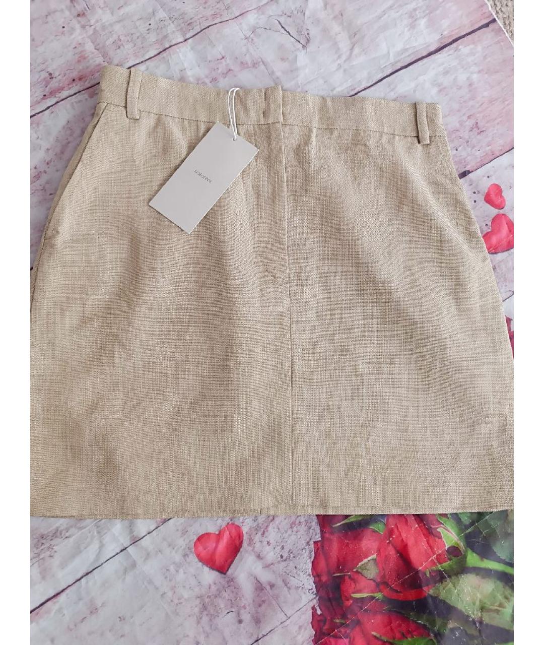 12 STOREEZ Бежевая вискозная юбка мини, фото 4