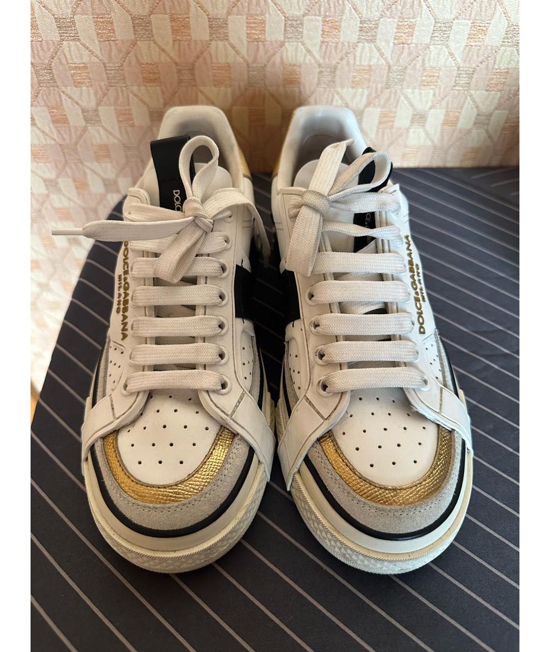 DOLCE&GABBANA Белые кожаные кеды, фото 2