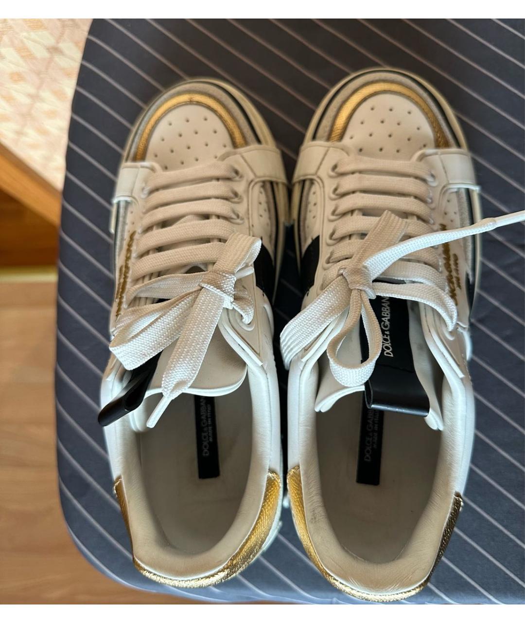 DOLCE&GABBANA Белые кожаные кеды, фото 3